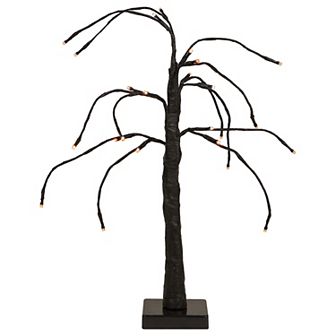 Northlight LED Lighted Black Weeping Halloween Artificial Twig Tree Floor Decor