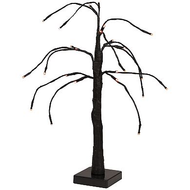 Northlight LED Lighted Black Weeping Halloween Artificial Twig Tree Floor Decor