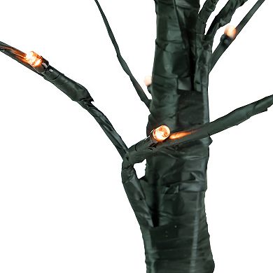 Northlight LED Lighted Black Weeping Halloween Artificial Twig Tree Floor Decor