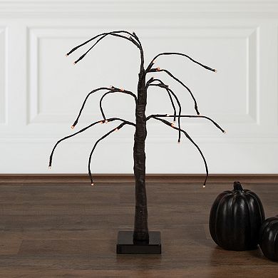 Northlight LED Lighted Black Weeping Halloween Artificial Twig Tree Floor Decor
