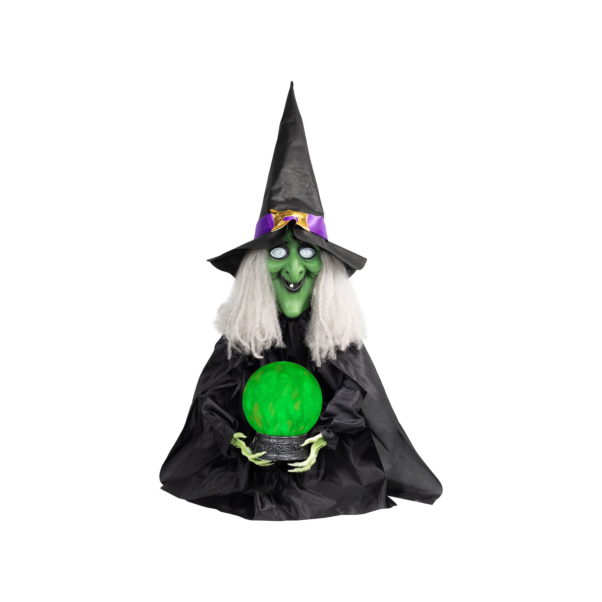 Northlight Pre-Lit Sitting Fortune Witch & Magic Ball Halloween Floor Decor