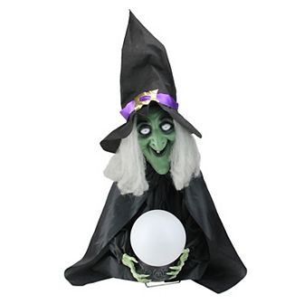 Northlight Pre-Lit Sitting Fortune Witch & Magic Ball Halloween Floor Decor