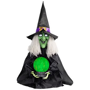 Northlight Pre-Lit Sitting Fortune Witch & Magic Ball Halloween Floor Decor