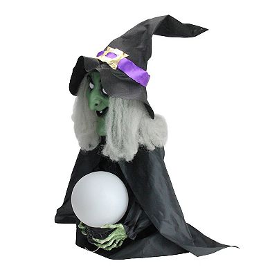 Northlight Pre-Lit Sitting Fortune Witch & Magic Ball Halloween Floor Decor