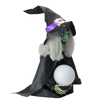 Northlight Pre-Lit Sitting Fortune Witch & Magic Ball Halloween Floor Decor