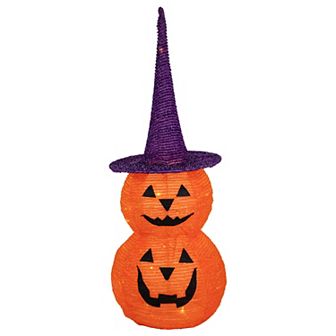 Northlight Pop Up Lighted Tinsel Stacked Jack-O-Lanterns Halloween Floor Decor