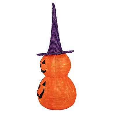 Northlight Pop Up Lighted Tinsel Stacked Jack-O-Lanterns Halloween Floor Decor