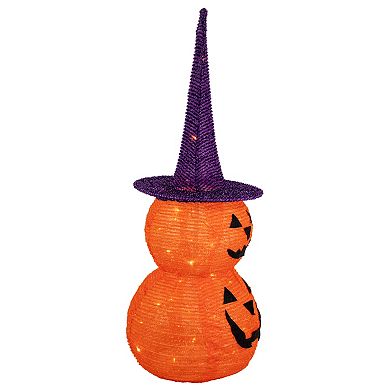 Northlight Pop Up Lighted Tinsel Stacked Jack-O-Lanterns Halloween Floor Decor