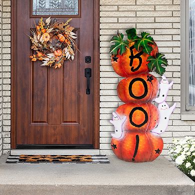 Northlight Orange & Black Stacked Pumpkins Outdoor Halloween Floor Decor