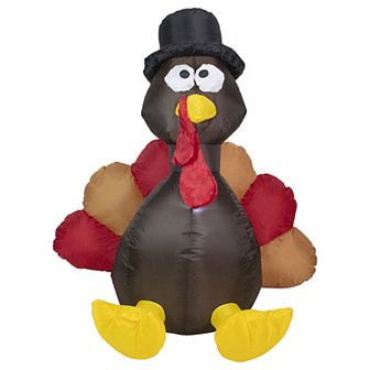 Northlight 6-ft. Brown & Red Inflatable Lighted Thanksgiving Turkey Outdoor Floor Decor