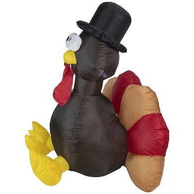 Northlight 6-ft. Brown & Red Inflatable Lighted Thanksgiving Turkey Outdoor Floor Decor