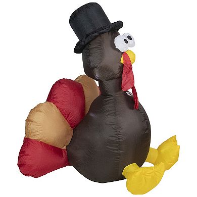 Northlight 6-ft. Brown & Red Inflatable Lighted Thanksgiving Turkey Outdoor Floor Decor