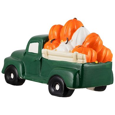 Northlight LED Lighted Truck Hauling Pumpkins Autumn Harvest Table Decor