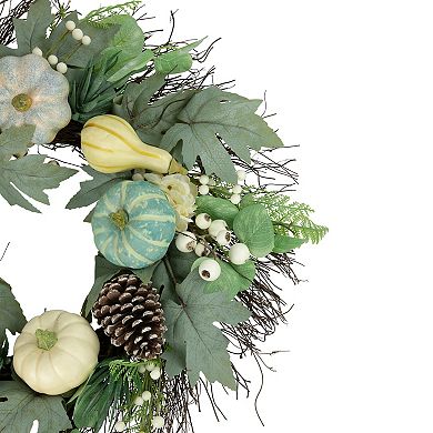 Northlight Green & White Pumpkins & Berries Artificial Fall Harvest Wreath