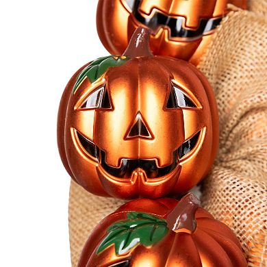 Northlight Jack-O-Lantern & Burlap Ribbon Halloween Wreath