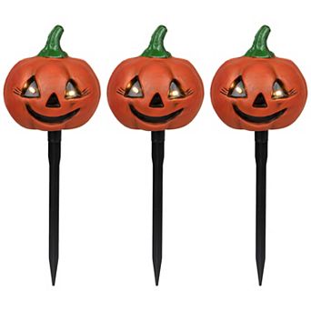 Northlight Lighted Jack-o-Lantern Halloween Pathway Markers 3 pc Set