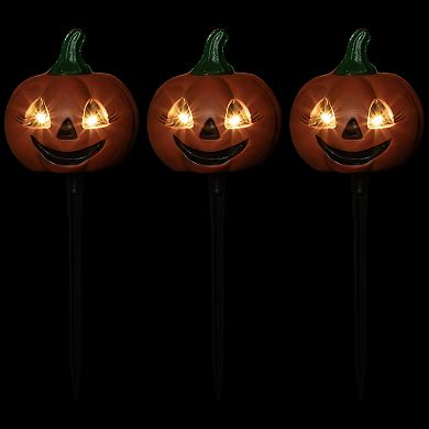 Northlight Lighted Jack-o-Lantern Halloween Pathway Markers 3-piece Set