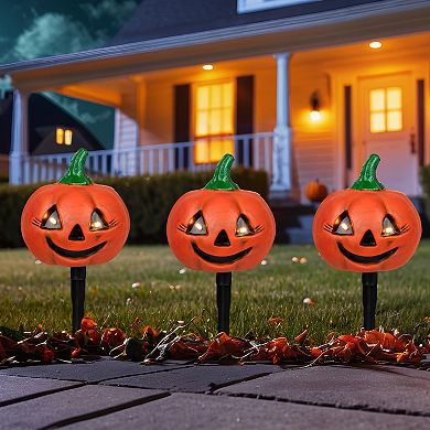 Northlight Lighted Jack-o-Lantern Halloween Pathway Markers 3-piece Set