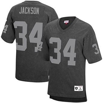 Men's Mitchell & Ness Bo Jackson Black Los Angeles Raiders Retired Player Name & Number Acid Wash Top