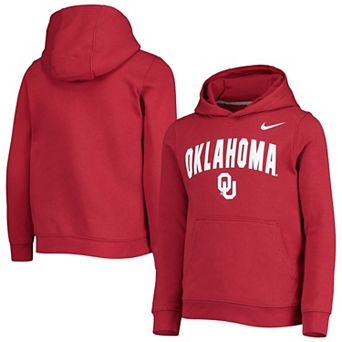Youth Nike Crimson Oklahoma Sooners Club Fleece Pullover Hoodie