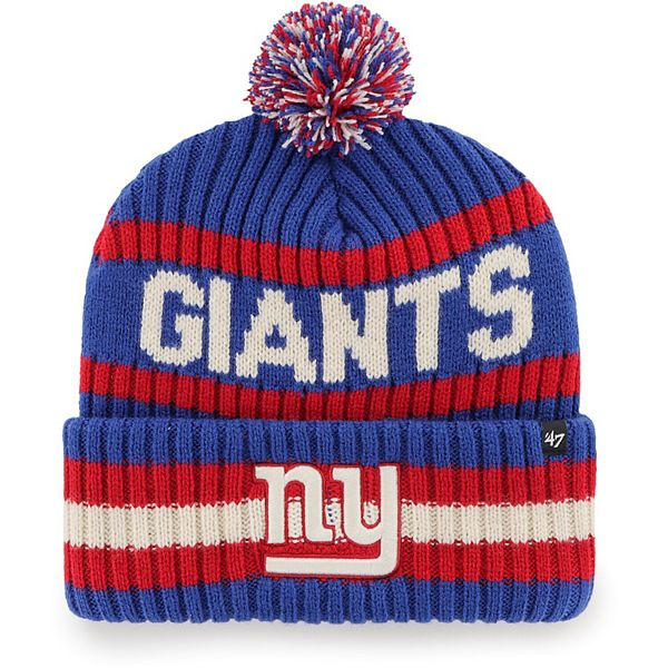 Men's '47 Royal New York Giants Bering Cuffed Knit Hat with Pom