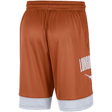 Men's Nike Burnt Orange/White Texas Longhorns Fast Break Performance Shorts