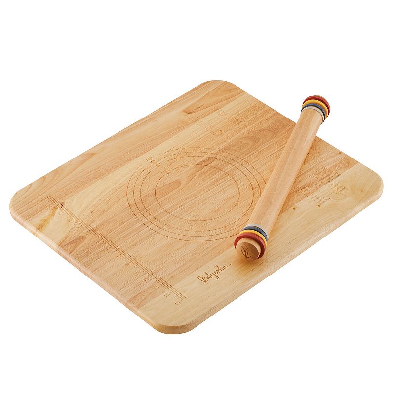 Ayesha Curry Pantryware Rolling Pin & Pie Board Set, Multicolor, 2 Pc