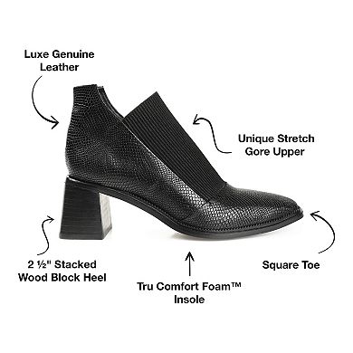 Journee Signature Women's Genuine Leather Tru Comfort Foam™ Stylla Ankle Boots