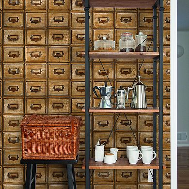 NextWall Card Catalog Peel and Stick Wallpaper