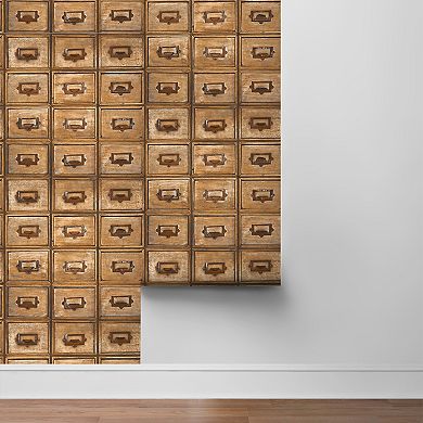 NextWall Card Catalog Peel and Stick Wallpaper