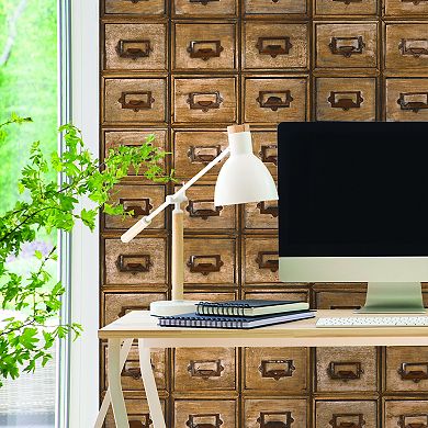 NextWall Card Catalog Peel and Stick Wallpaper