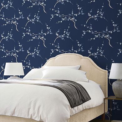 NextWall Cherry Blossom Print Peel and Stick Wallpaper