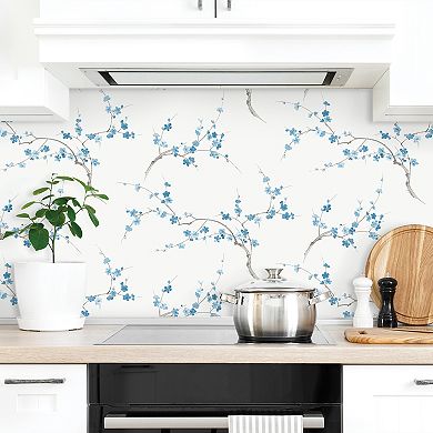 NextWall Cherry Blossom Print Peel and Stick Wallpaper