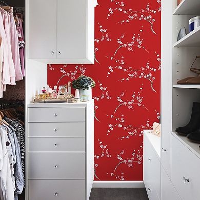 NextWall Cherry Blossom Print Peel and Stick Wallpaper