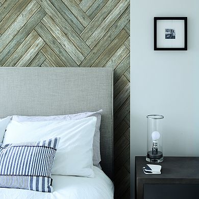 NextWall Chevron Wood Peel and Stick Wallpaper