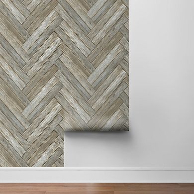 NextWall Chevron Wood Peel and Stick Wallpaper