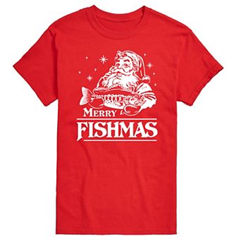Big & Tall Merry Fishmas Santa Tee