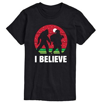 Big & Tall I Believe Sasquatch Santa Tee
