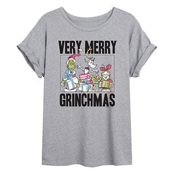 Juniors' Dr. Seuss Grinchmas Oversized Graphic Tee