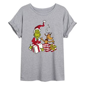 Juniors' Dr. Seuss Grinch Max Oversized Graphic Tee