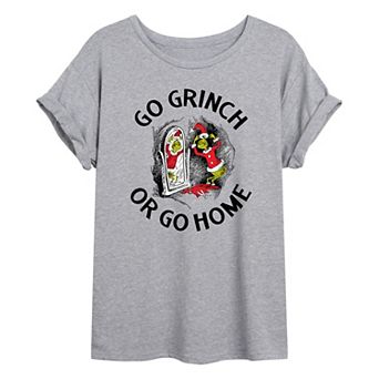 Juniors' Dr. Seuss Grinch Home Oversized Graphic Tee