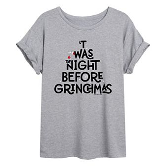 Juniors' Dr. Seuss Night Before Grinchmas Oversized Graphic Tee