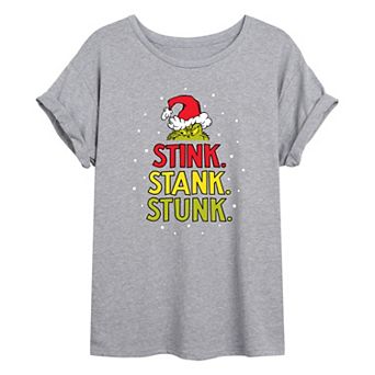 Juniors' Dr. Seuss Grinch Stink Stank Stunk Oversized Graphic Tee