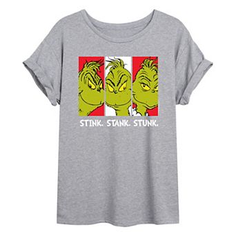 Juniors' Dr. Seuss Grinch Trio Oversized Graphic Tee