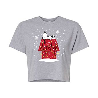 Juniors' Peanuts Snoopy Joy Cropped Graphic Tee