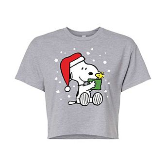 Juniors' Peanuts Present Cropped Graphic Tee