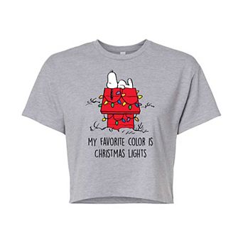 Juniors' Peanuts Christmas Cropped Graphic Tee