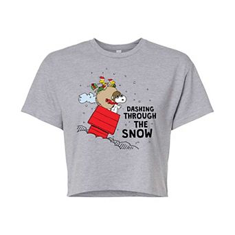 Juniors' Peanuts Dashing Cropped Graphic Tee