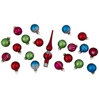 Northlight 20 pc Glass Christmas Ornament & Tree Topper Set