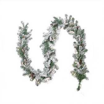 Northlight 9-ft. Pre-lit Flocked Victoria Pine Artificial Garland